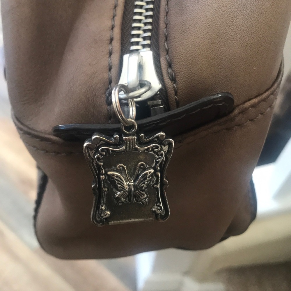 Fossil leather and suede patchwork satchel - Picture 9 of 13